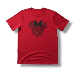 Bella + Canvas Red Minnie Mouse Leopard Print Graphic Tee – Size 2XL